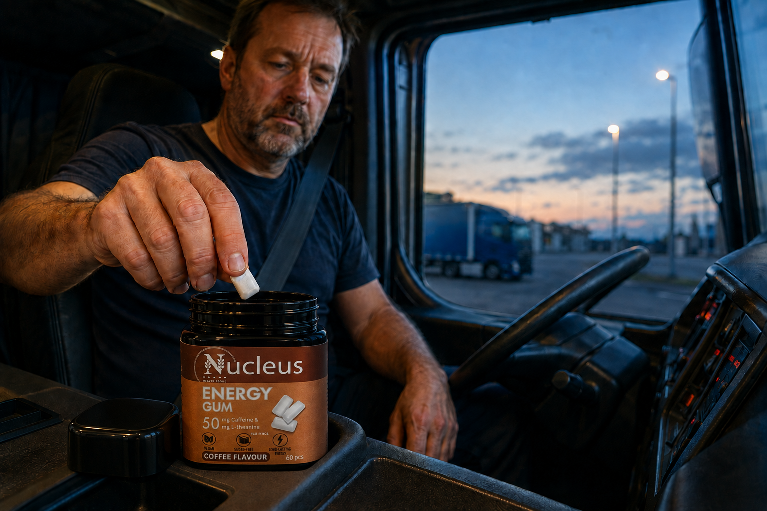 Nucleus Coffee Energy Gum – 50 mg Caffeine + 50 mg L-Theanine – 60 Pieces